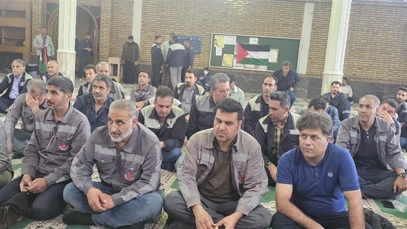 تجمع كارگری محكومیت جنایات رژیم صهیونیستی در ذوب‌آهن اصفهان برگزار شد